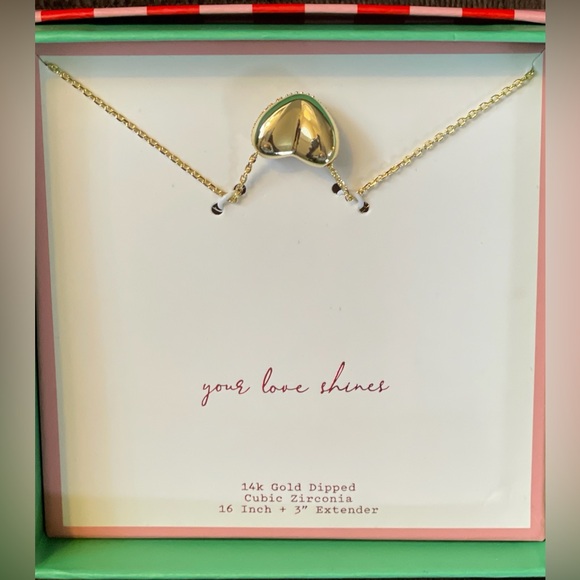 Heart Pendant Necklace - 14K Gold Dipped Cubic Zirconia - Gold & Pink- A New Day - Picture 10 of 16